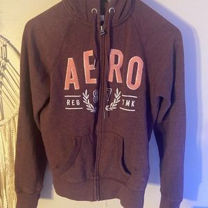 dark red/purple/pink Aeropostale full zip of size womens xs